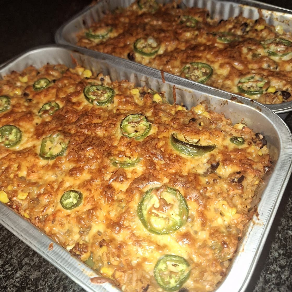 Healthy Vegetarian Mexican Casserole with Rice & Beans