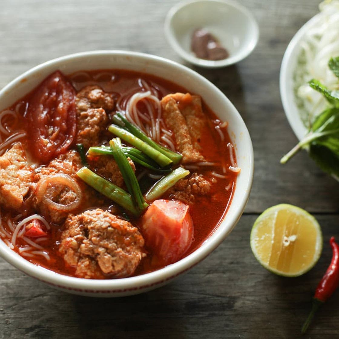 Bún Riêu (Vietnamese Crab, Pork & Tomato Noodle Soup)