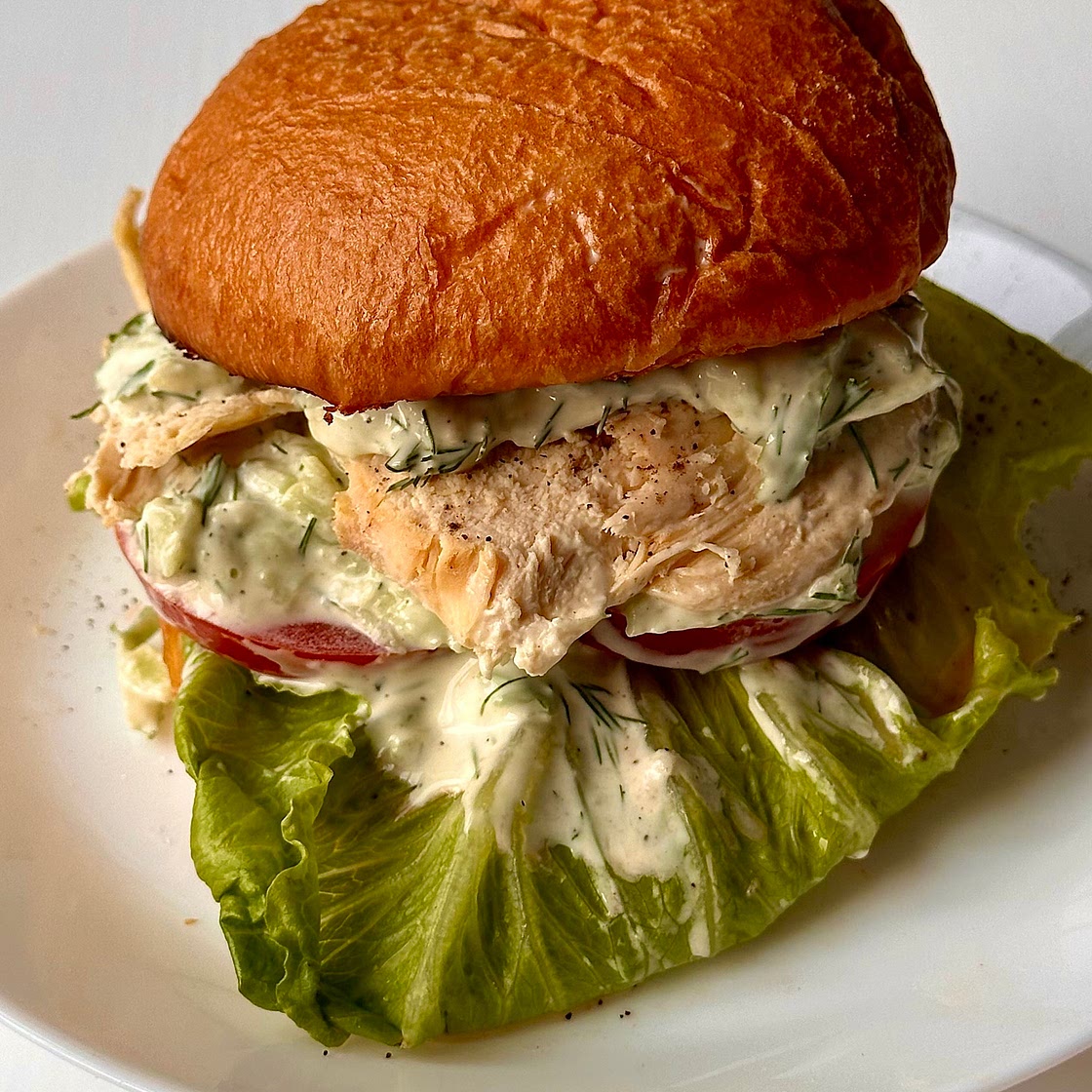 Roast Chicken Sandwich with Cucumber Coleslaw 