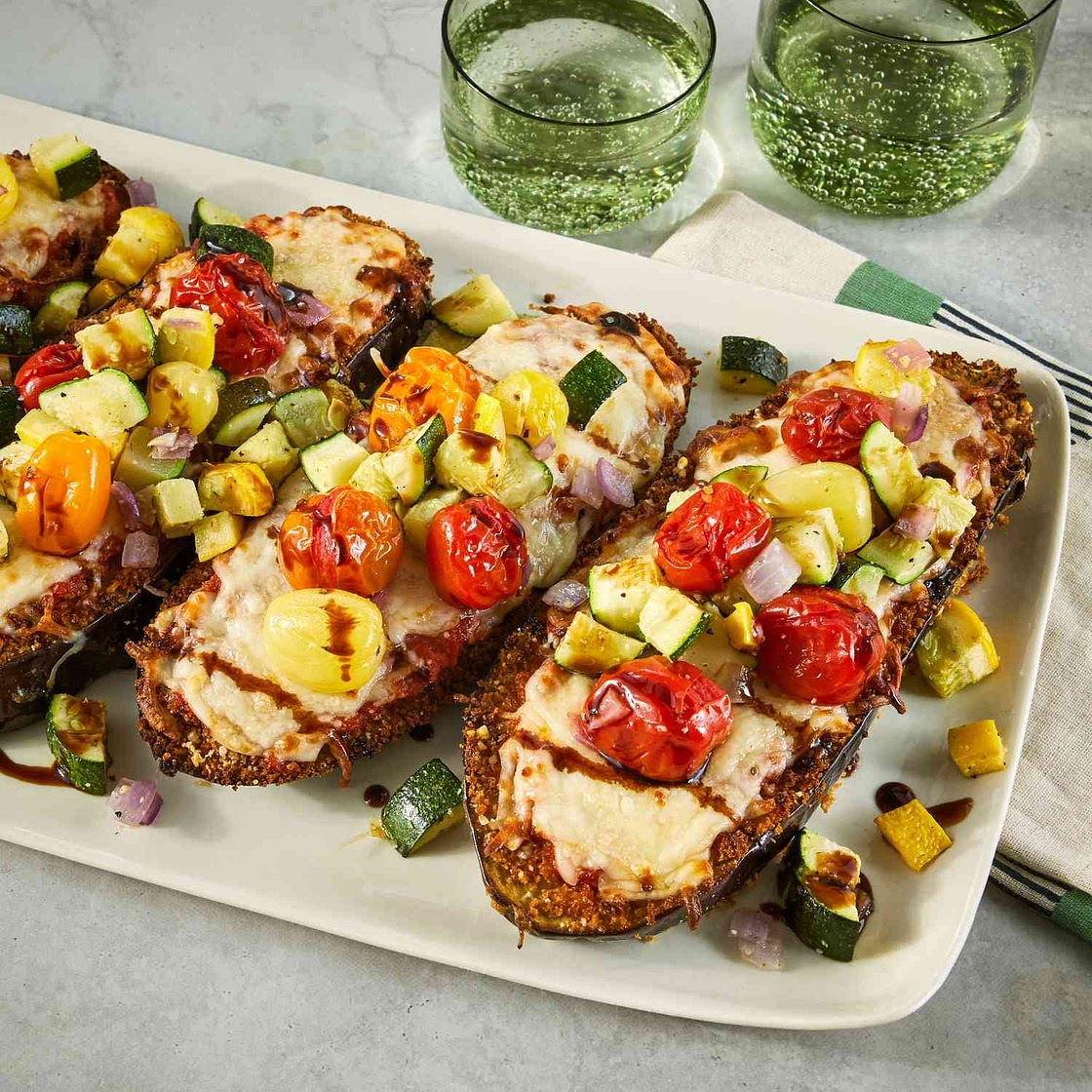 Summer Eggplant Parmesan with Squash & Tomatoes