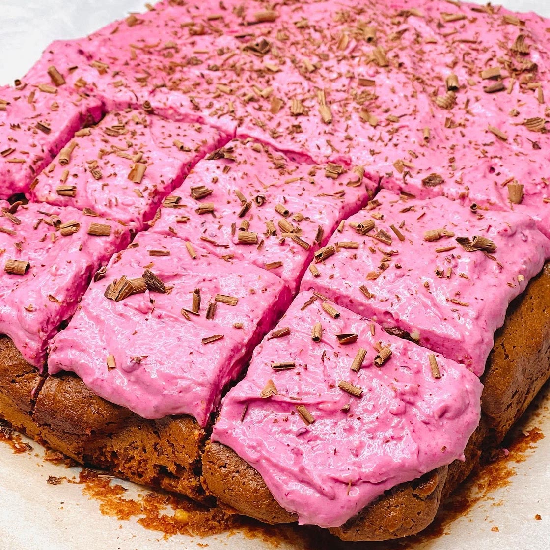 Brownies Topped with Pink Berry Cream - Join Your Life