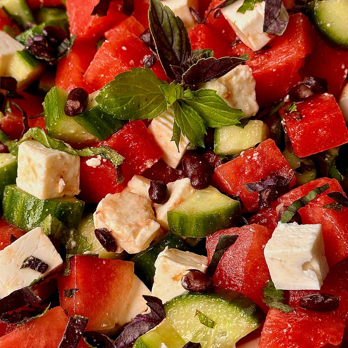 Tangy Watermelon Feta and Bean Salad 