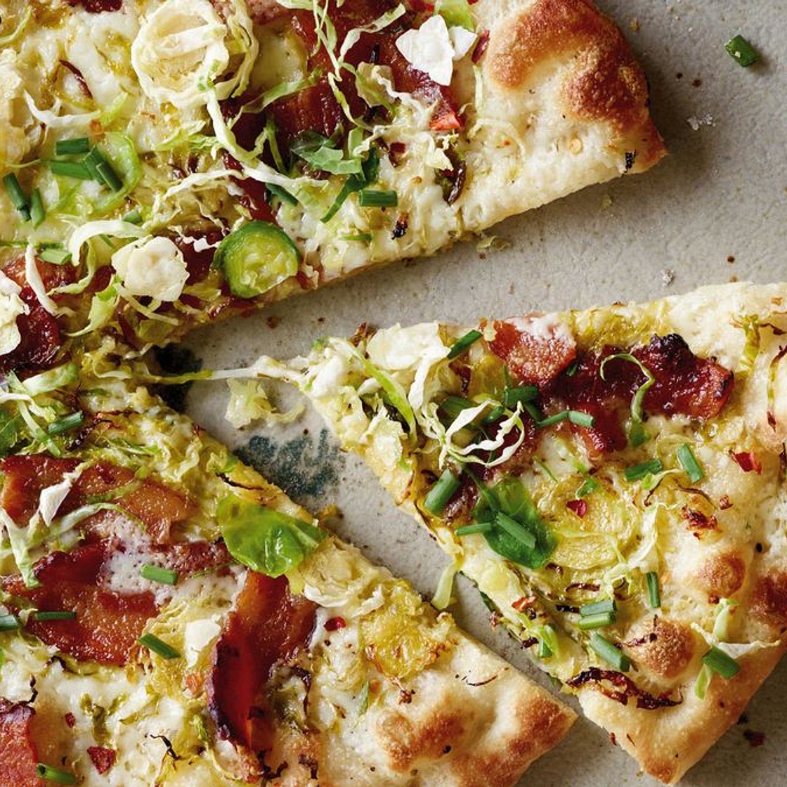 Gaby Dalkin's Shaved Brussels Sprouts and Bacon Pizza