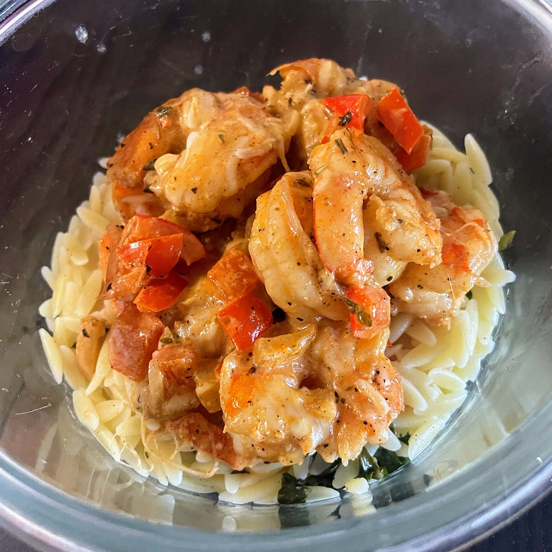 Spicy Southern Style Shrimp with Lemon Basil Orzo