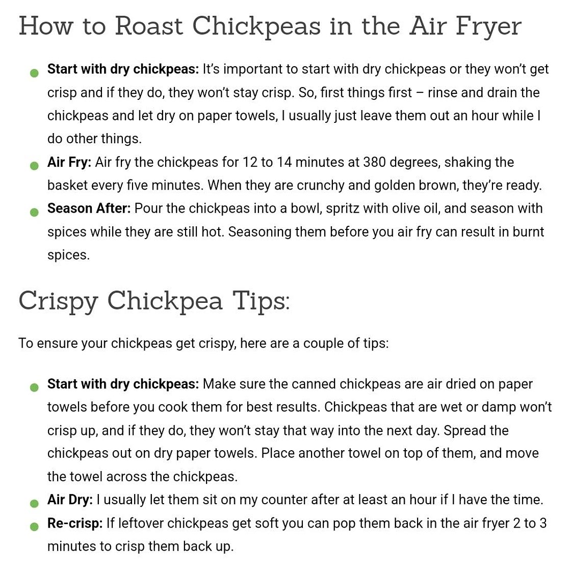 Crispy Air Fryer Chickpeas