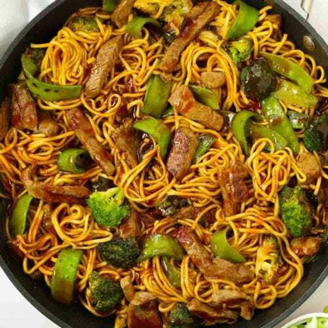 Steak and noodles
