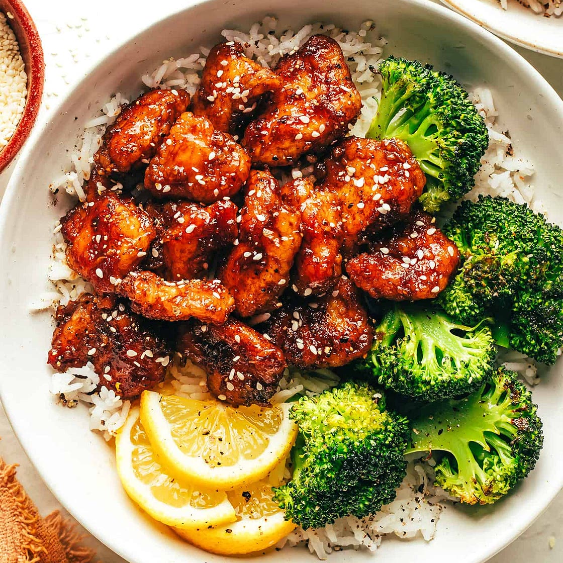 Honey lemon chicken with veggies