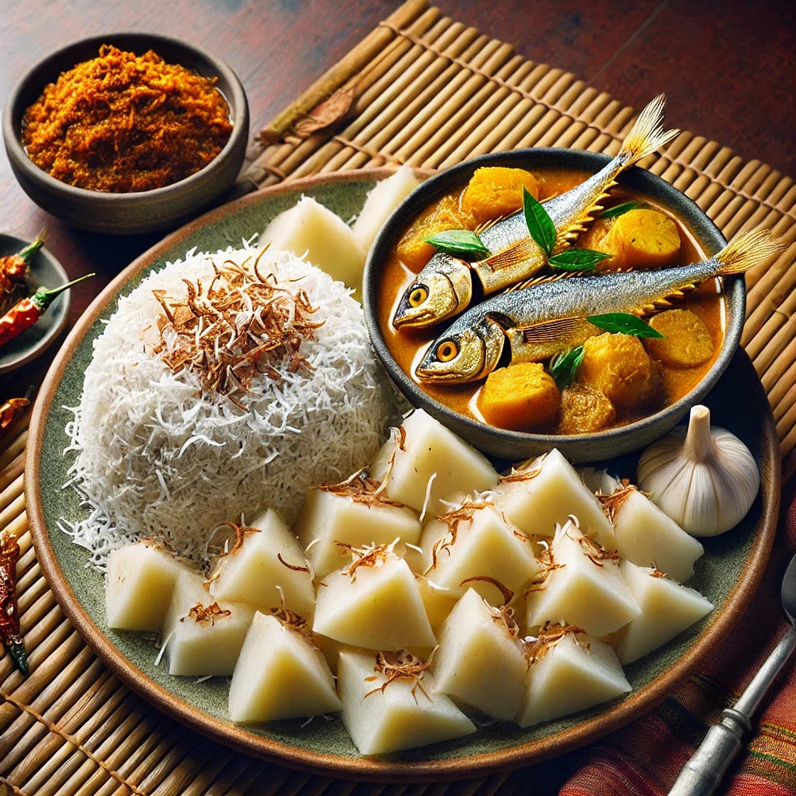 Steamed Malanga Roots with Coconut