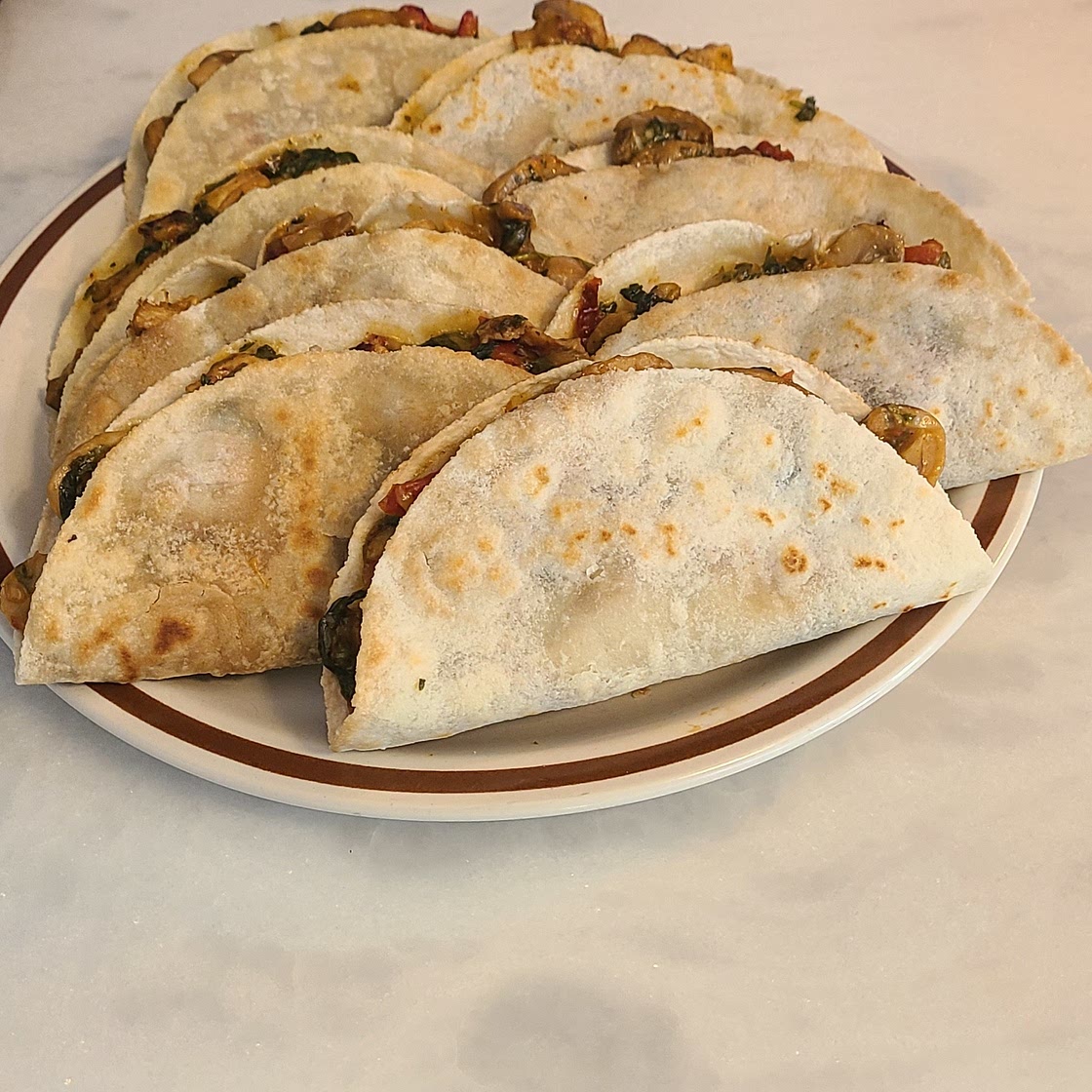 Chicken mushroom cheese spinach quesadillas