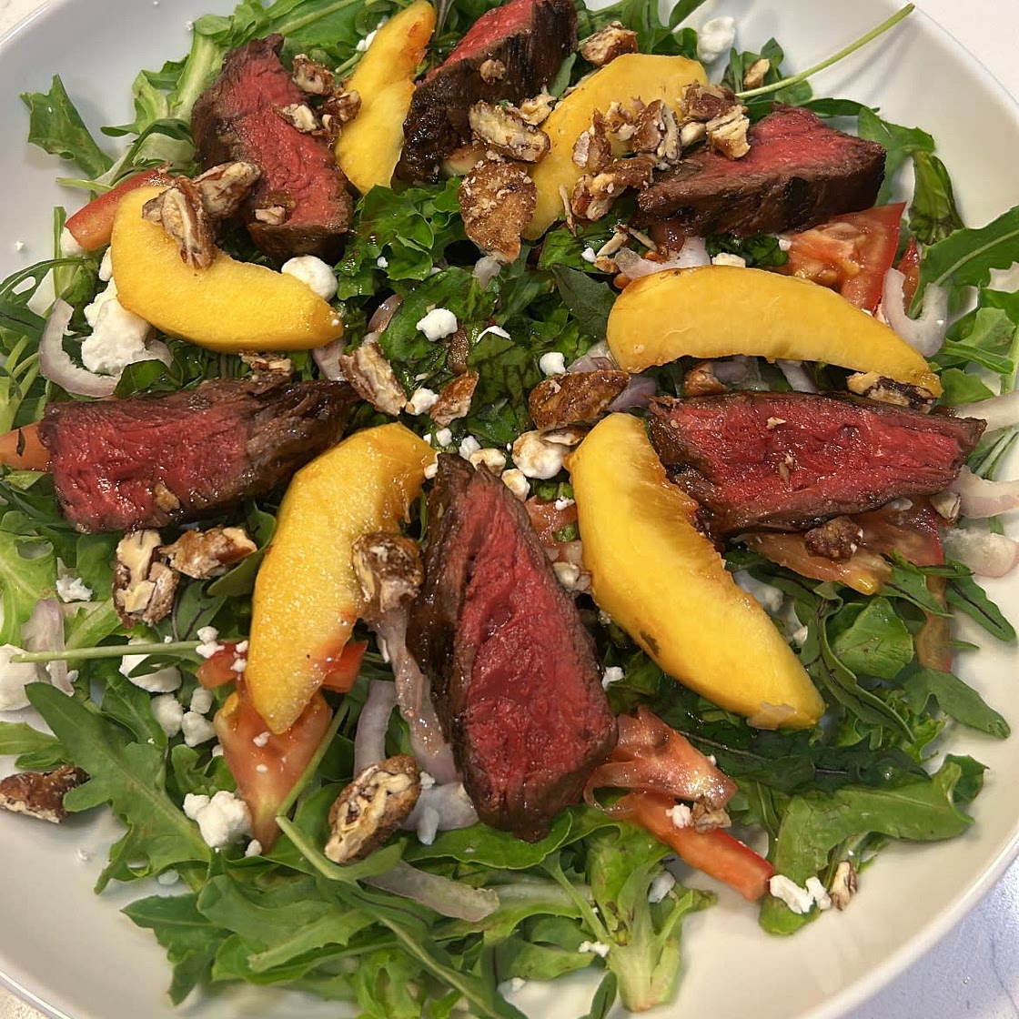 Peach steak salad