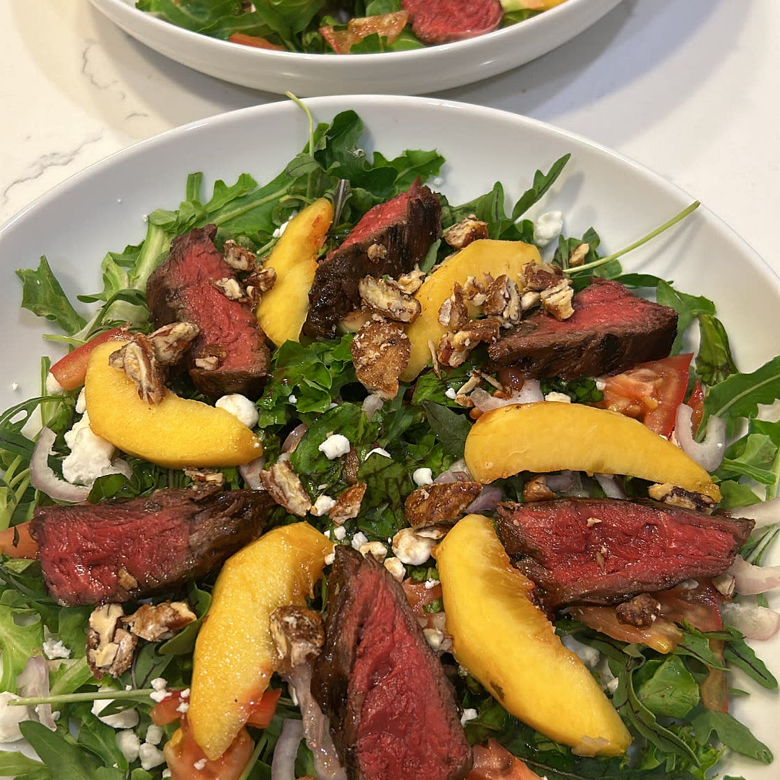 Peach steak salad
