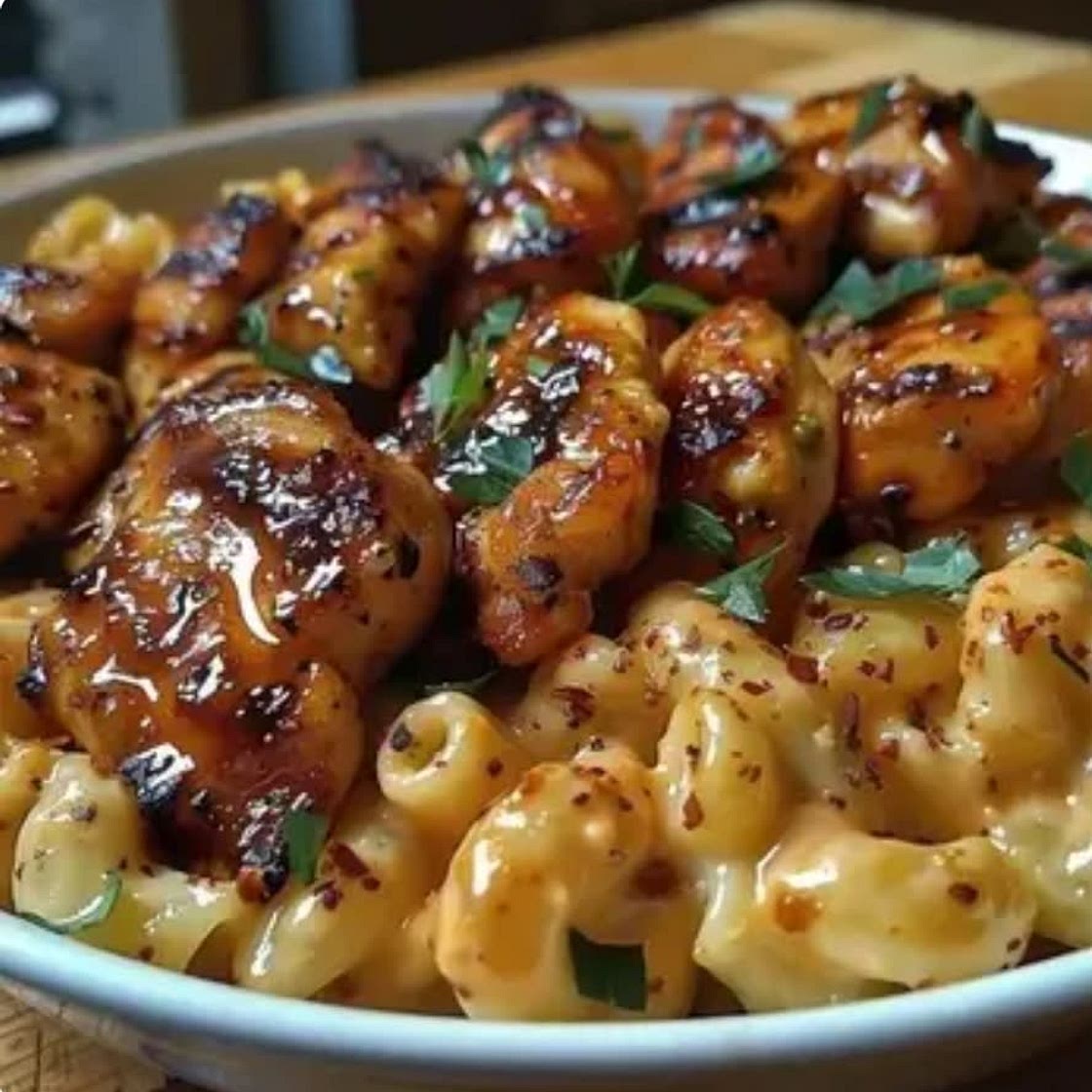 Sweet and Spicy chicken and macaroni