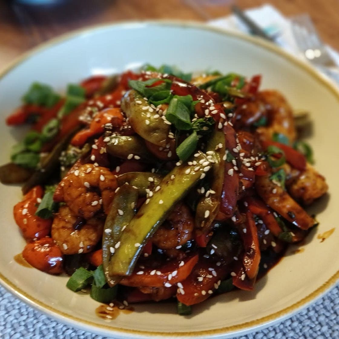 Ginger Garlic Shrimp Stir-Fry with Brown Rice