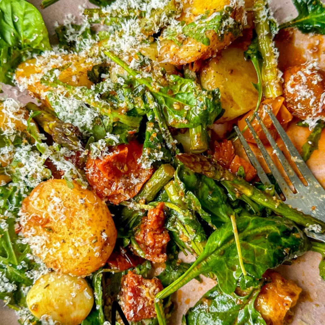Roast asparagus and chorizo salad 