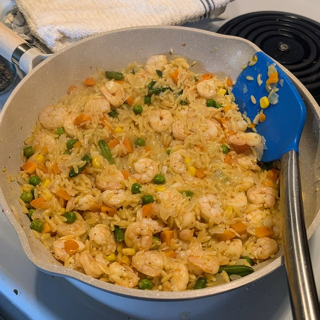 Toasted Orzo Skillet with Shrimp