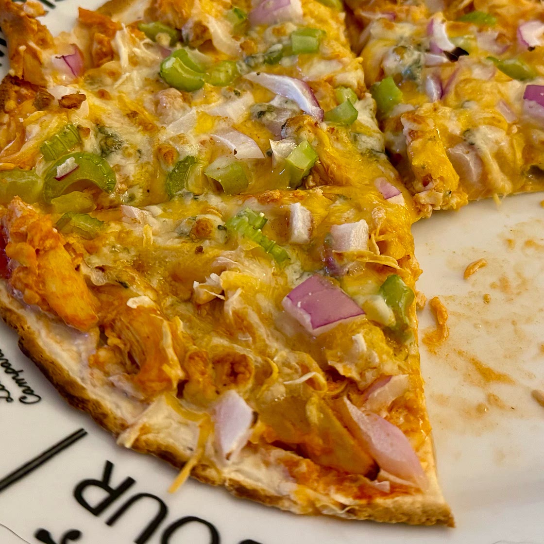 Buffalo Chicken Tortilla Pizza(After 3rd Week)