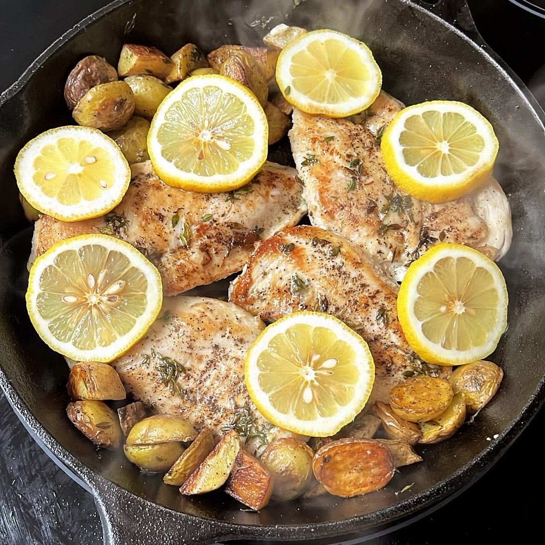 Lemon-Thyme Roasted Chicken with Fingerlings