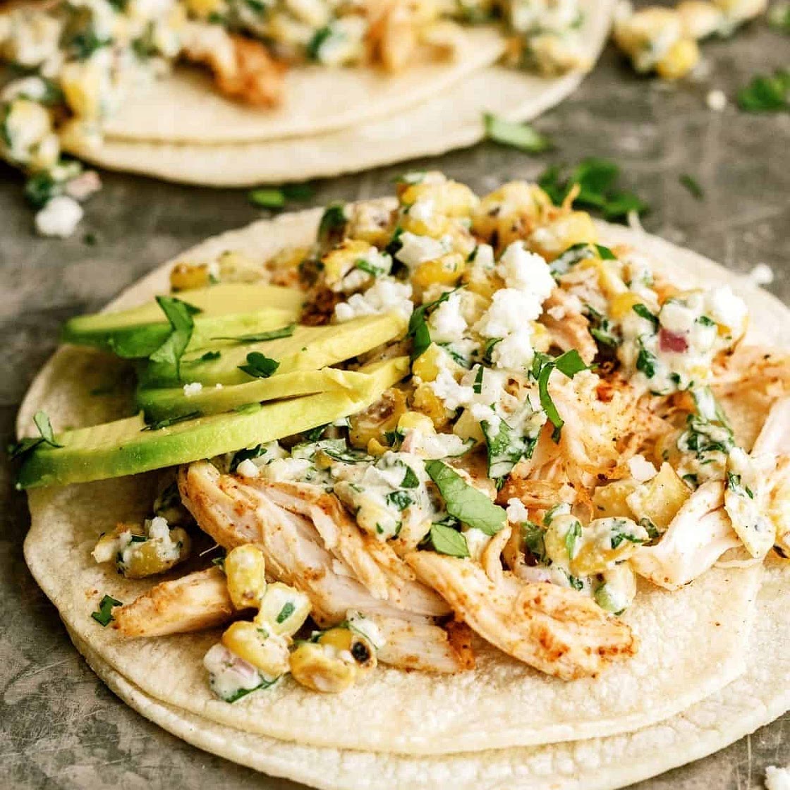 Mexican Street Corn Chicken Tacos Recipe