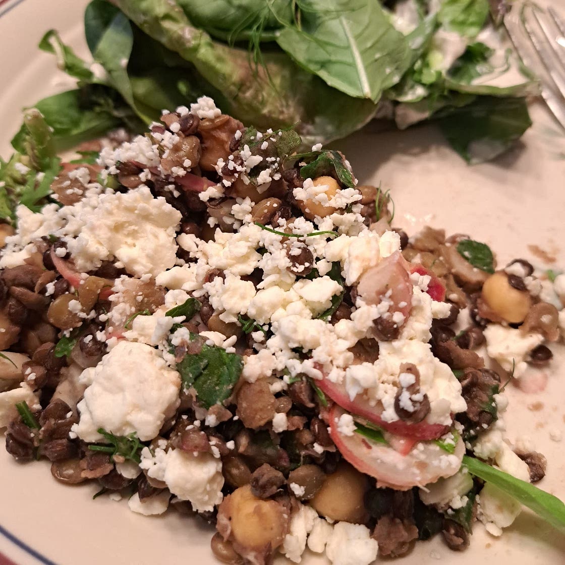 Lemony Lentil and Chickpea Salad with Radish and Herbs