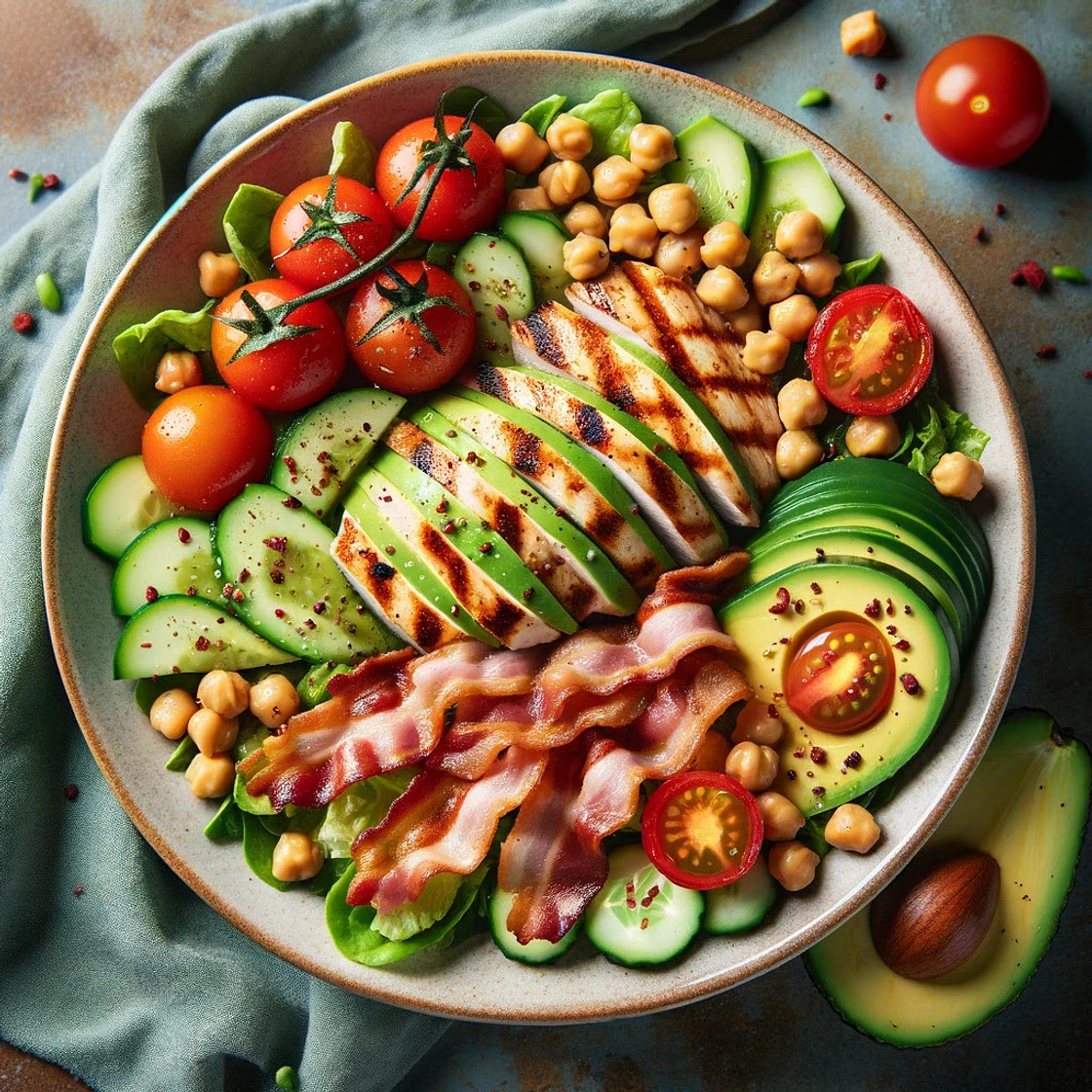 Salade poulet avocat bacon