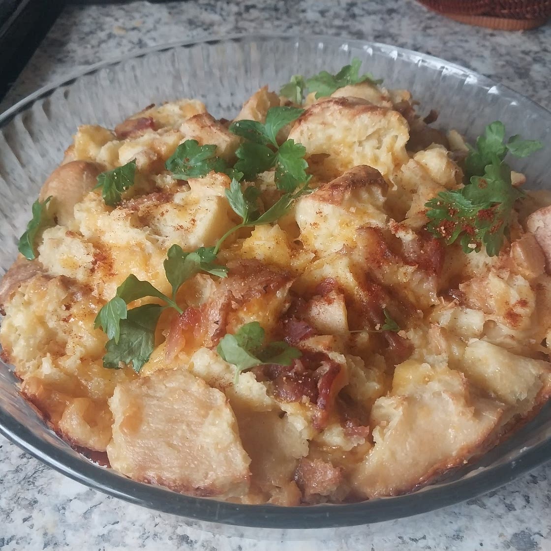 Cheese & Bacon Breakfast Strata Cake (Breakfast Casserole!)