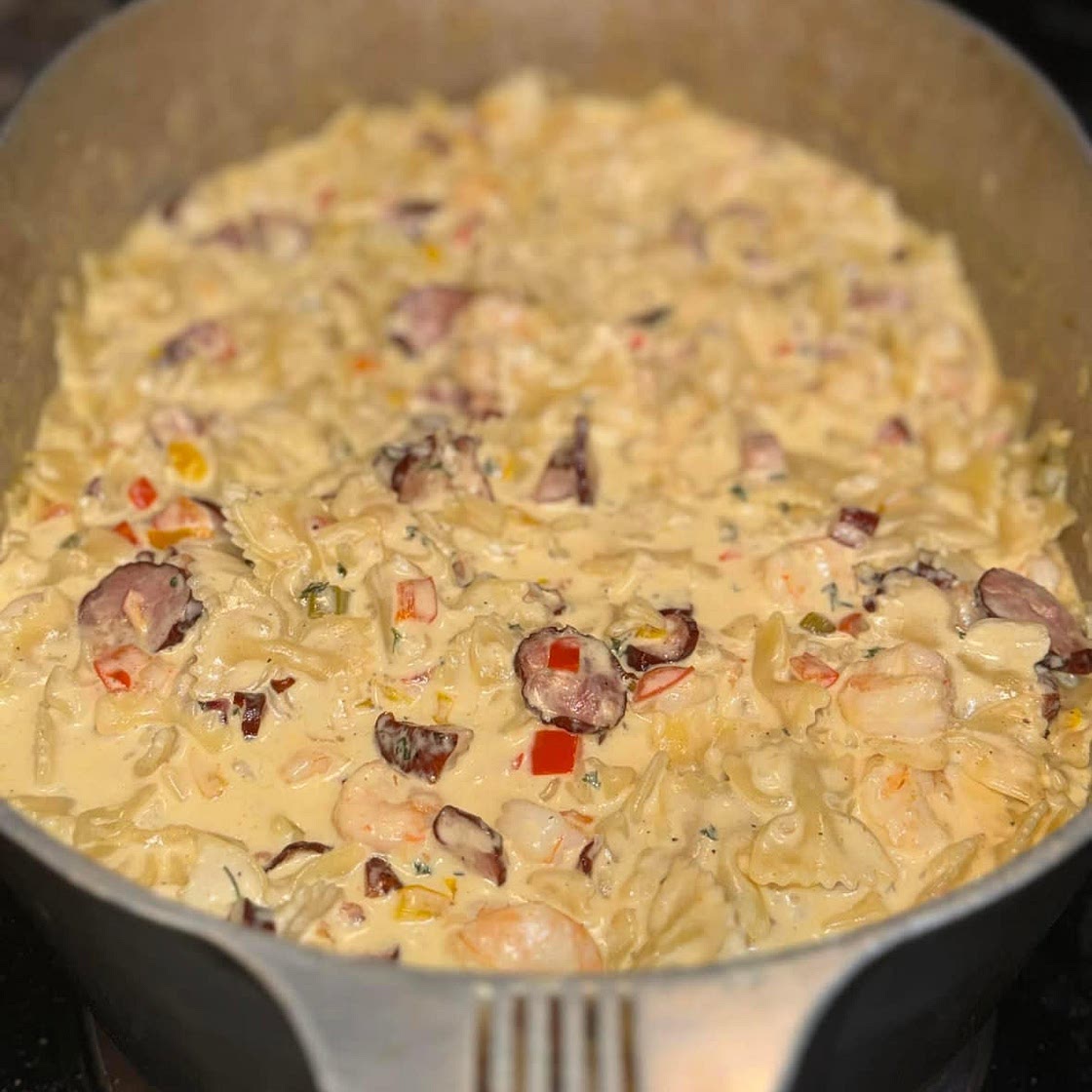 Creamy Shrimp, Tasso and Andouille Pasta