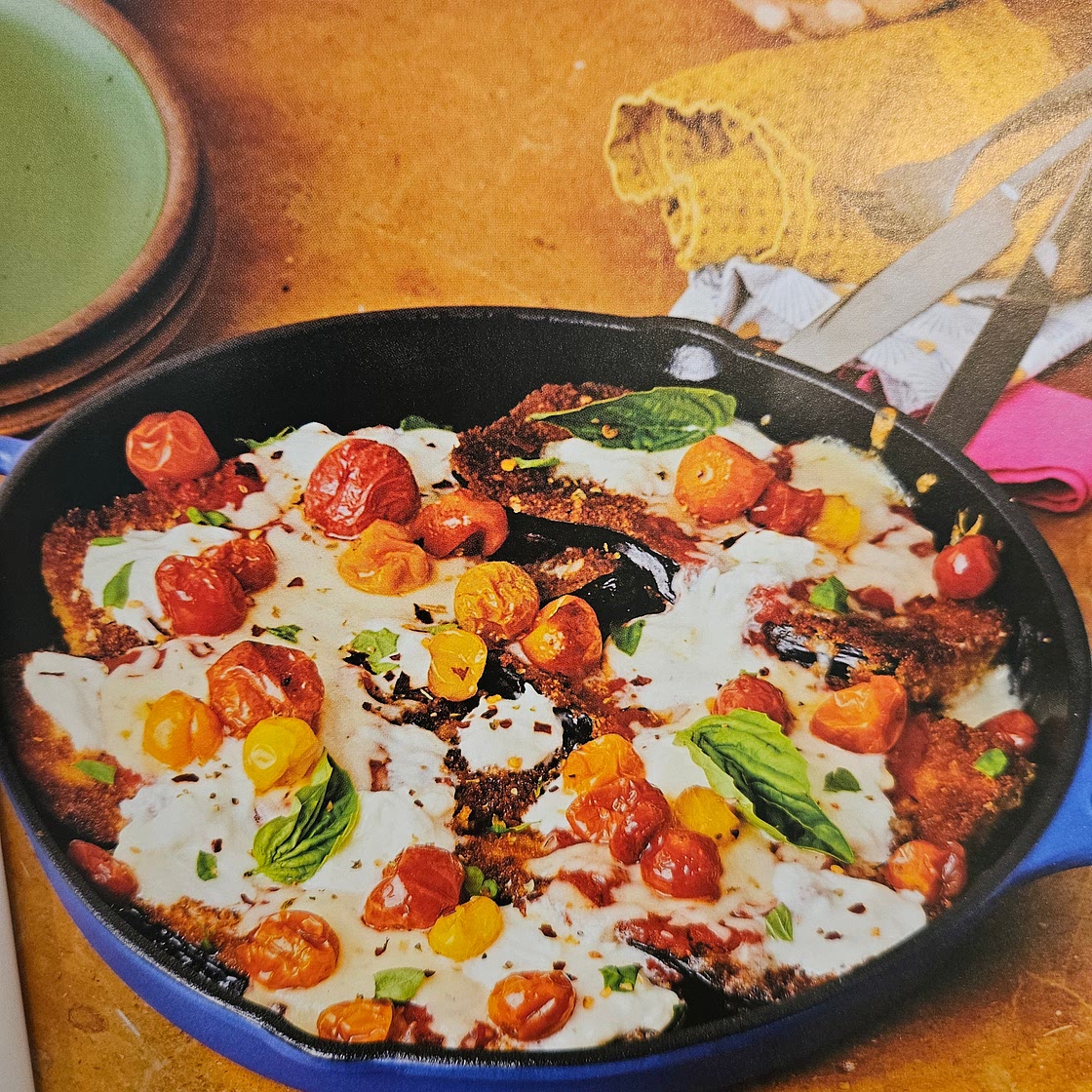 Roasted tomato and burrata eggplant parm