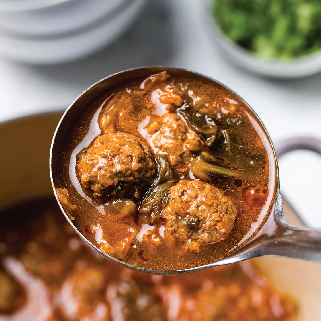 Kimchi Beef Meatball Soup