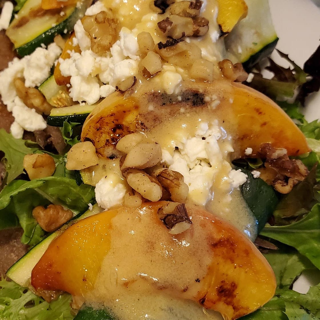Grilled Zucchini And Peach Salad