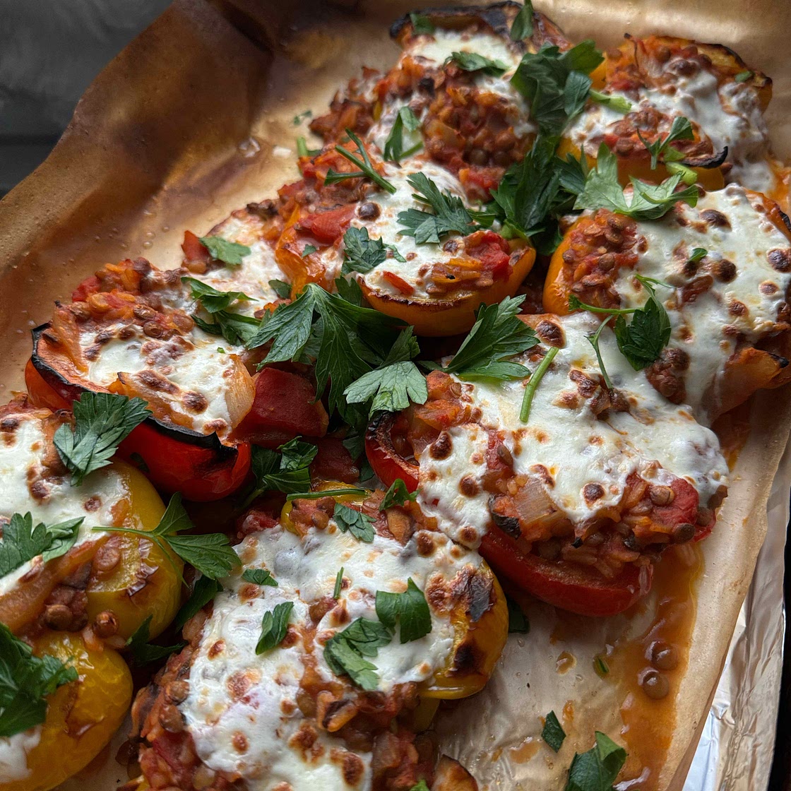 Vegetarian Stuffed Peppers With Lentils