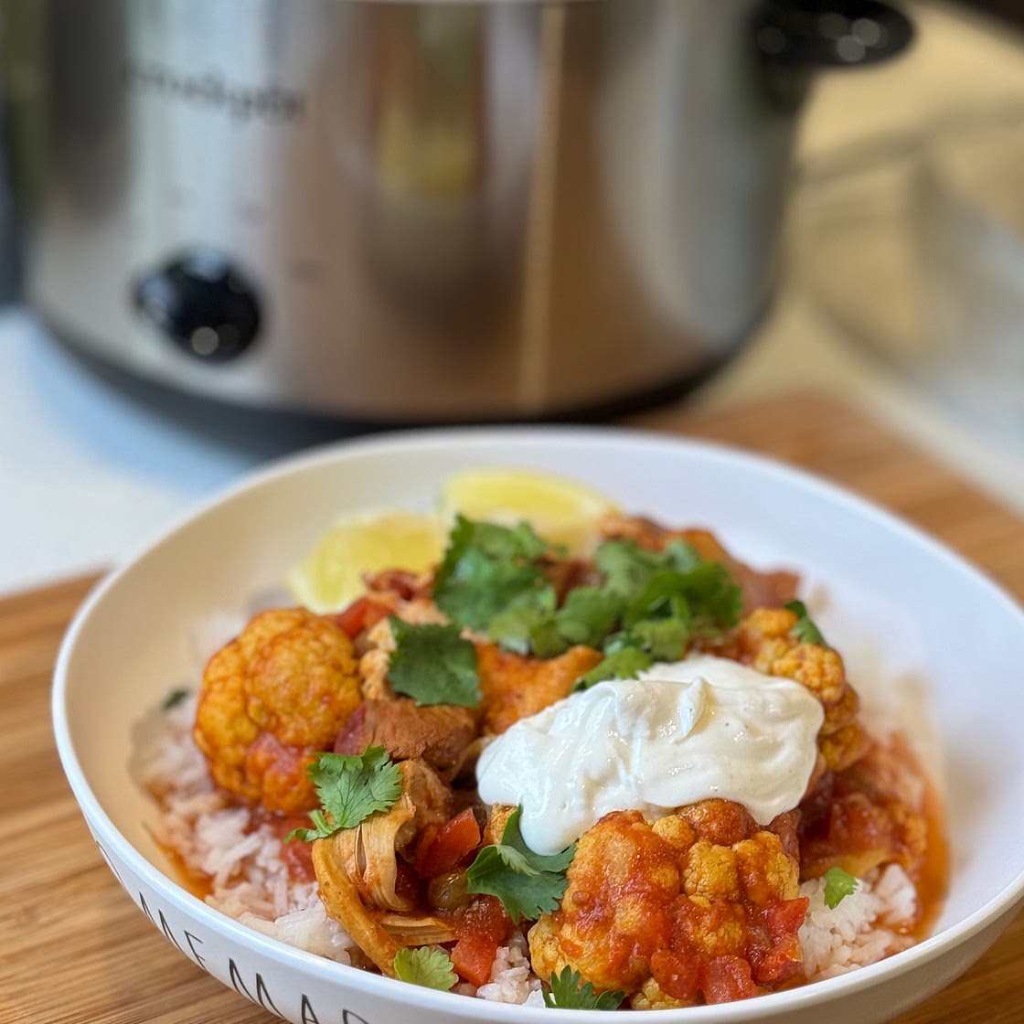 Slow Cooker Indian Spiced Chicken and Cauliflower