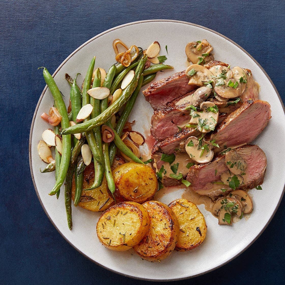 Ribeye Steak & Mushroom Cream Sauce with Rosemary & Garlic Butter Potatoes