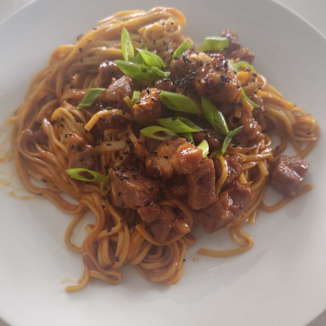 Spicy Gochujang Noodles with Pork
