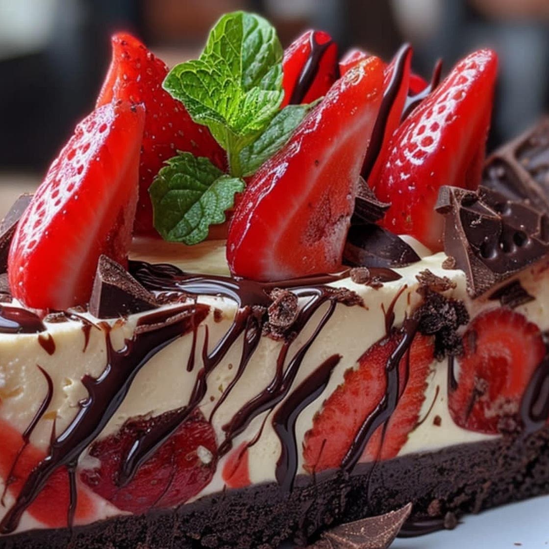 🍫🍓 Chocolate Strawberry Swirl Cheesecake 🍓🍫