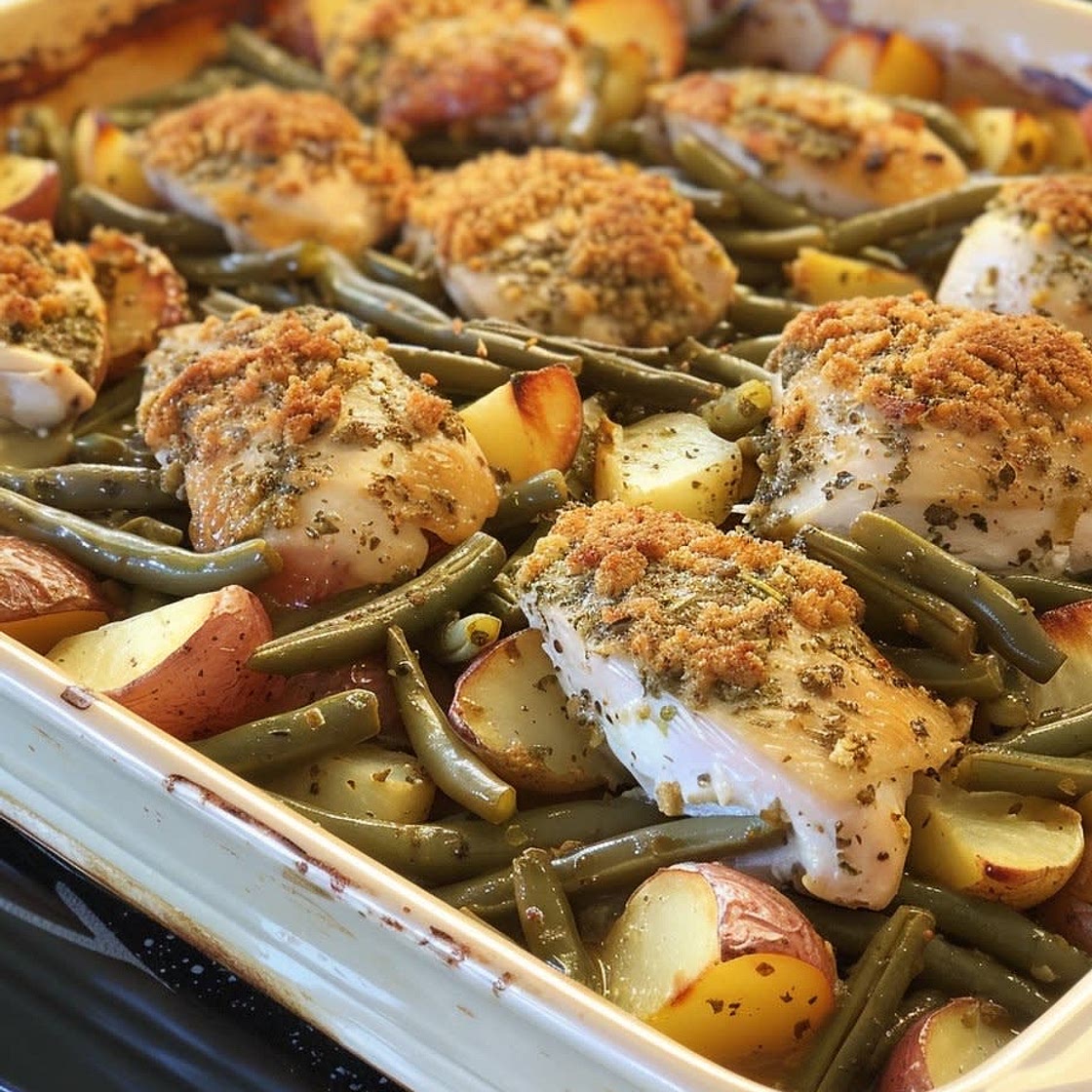 Italian Chicken Potato and Green Bean Bake