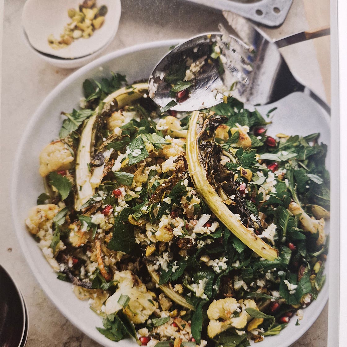 Cauliflower, pomegranate and pistachio salad - page 91