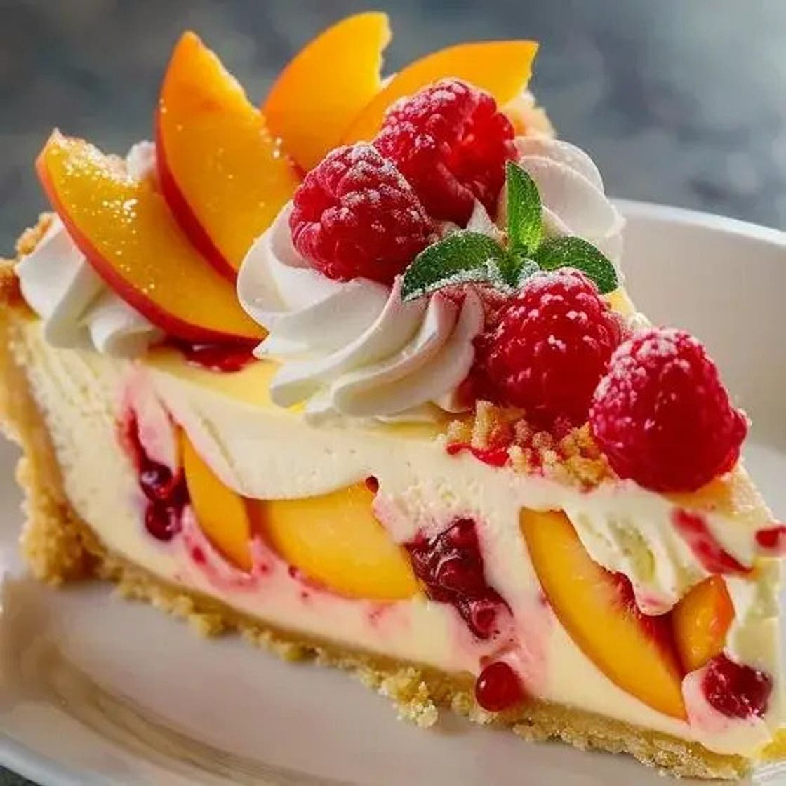 Peach and Raspberry Cheesecake