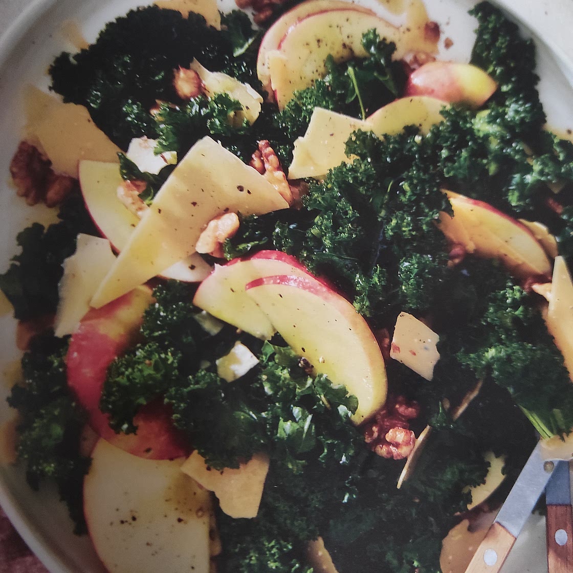 Kale Salad with Gouda, Honeycrisp and Walnuts