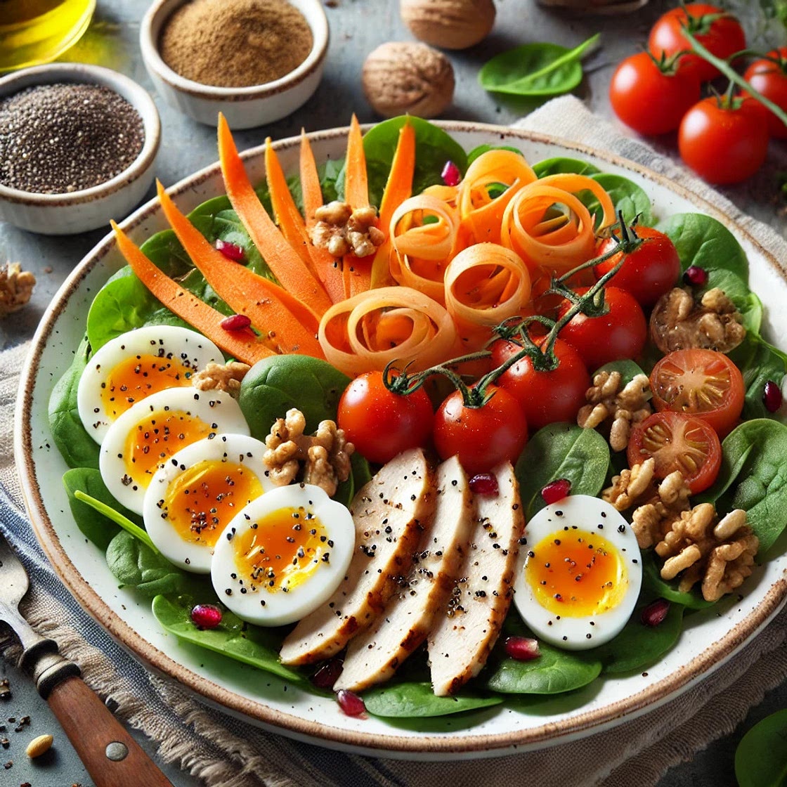 Salade Poulet oeuf tomates