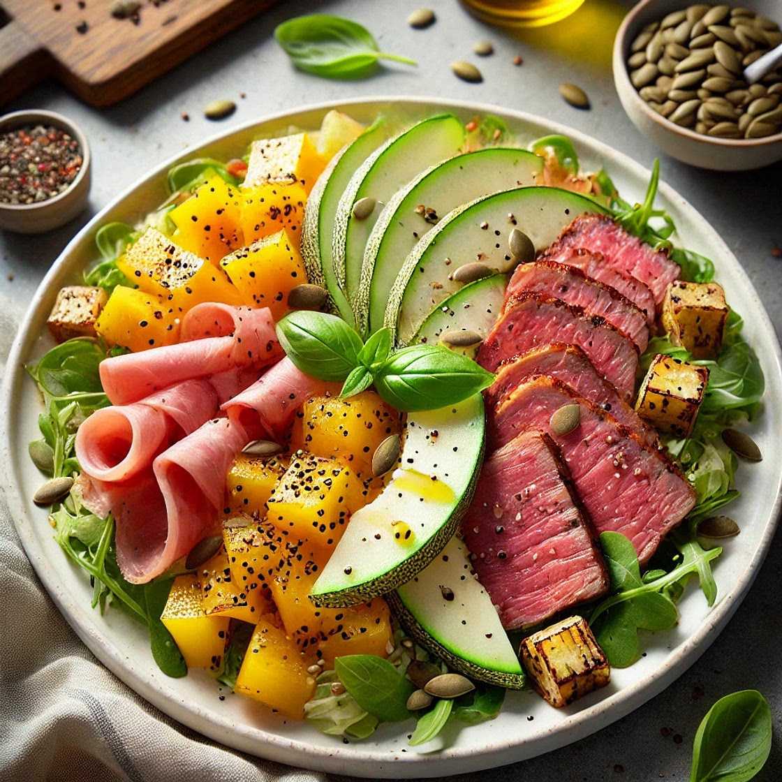 Salade melon porc