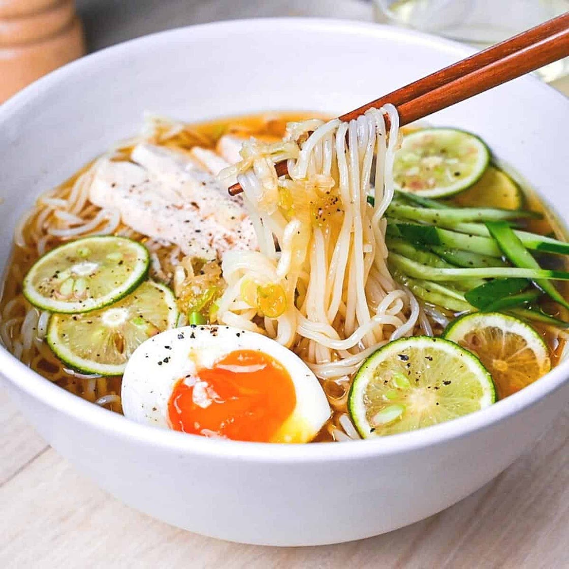 Chilled Chicken and Citrus Somen Noodle Soup