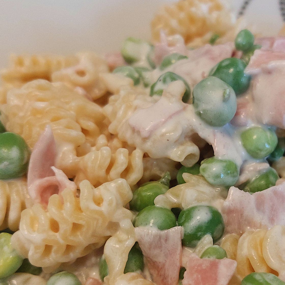 Pasta - Heavy cream, ham, and peas