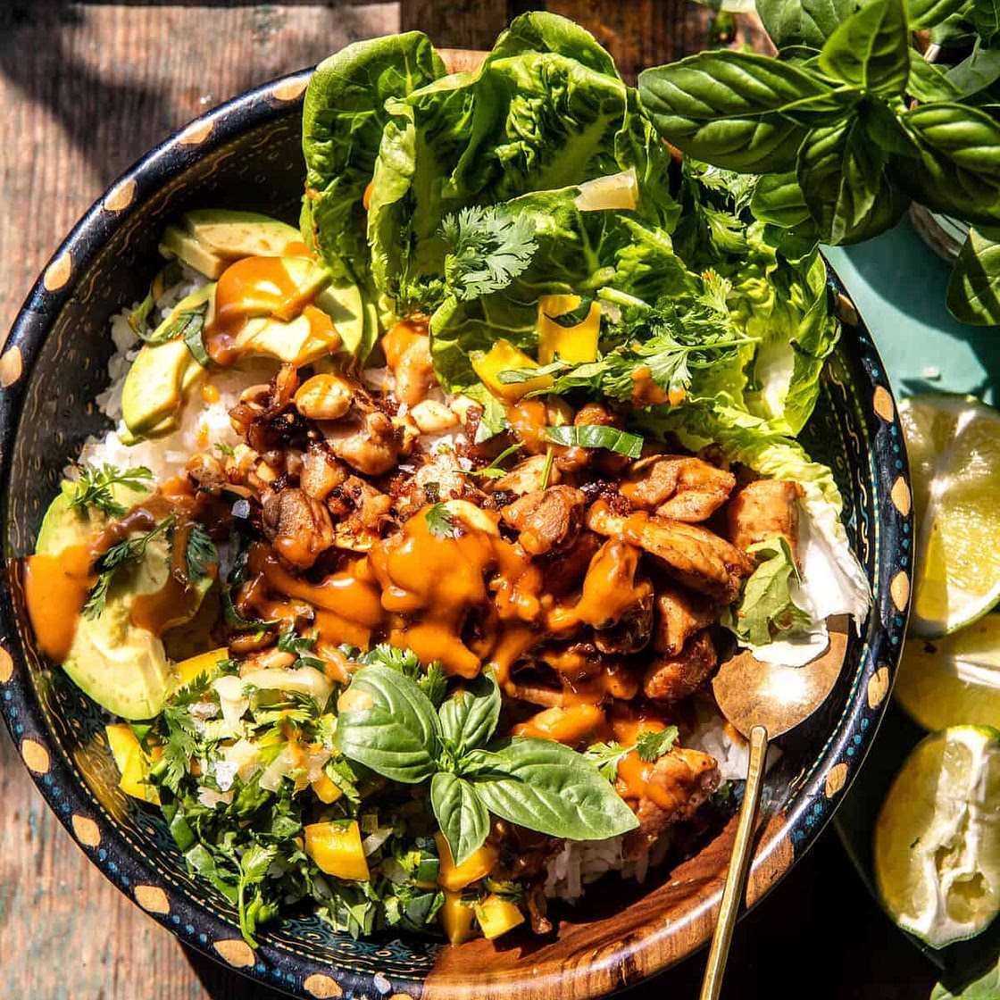 30 Minute Ginger Peanut Chicken Bowls