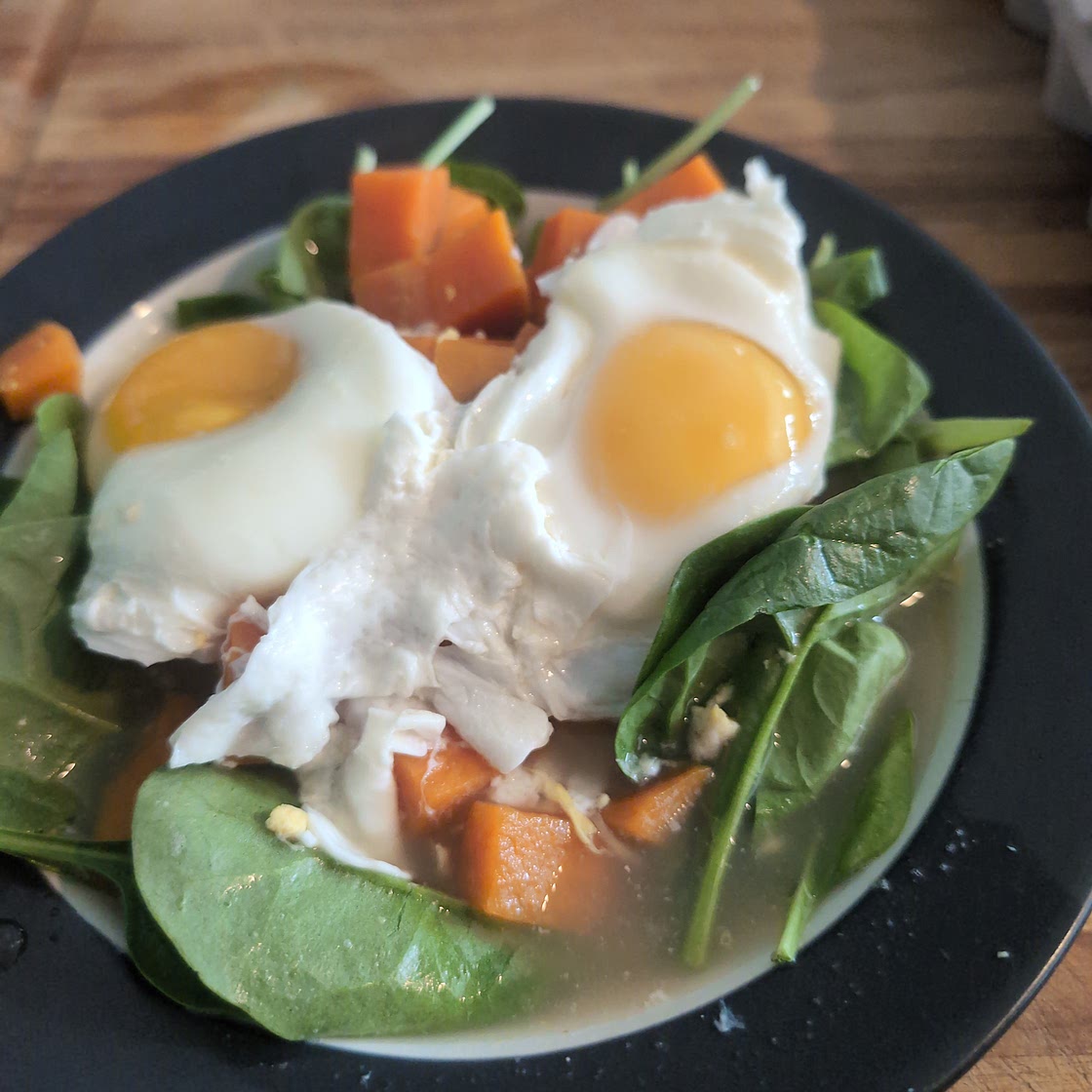 Farm Eggs Poached in Bone Broth