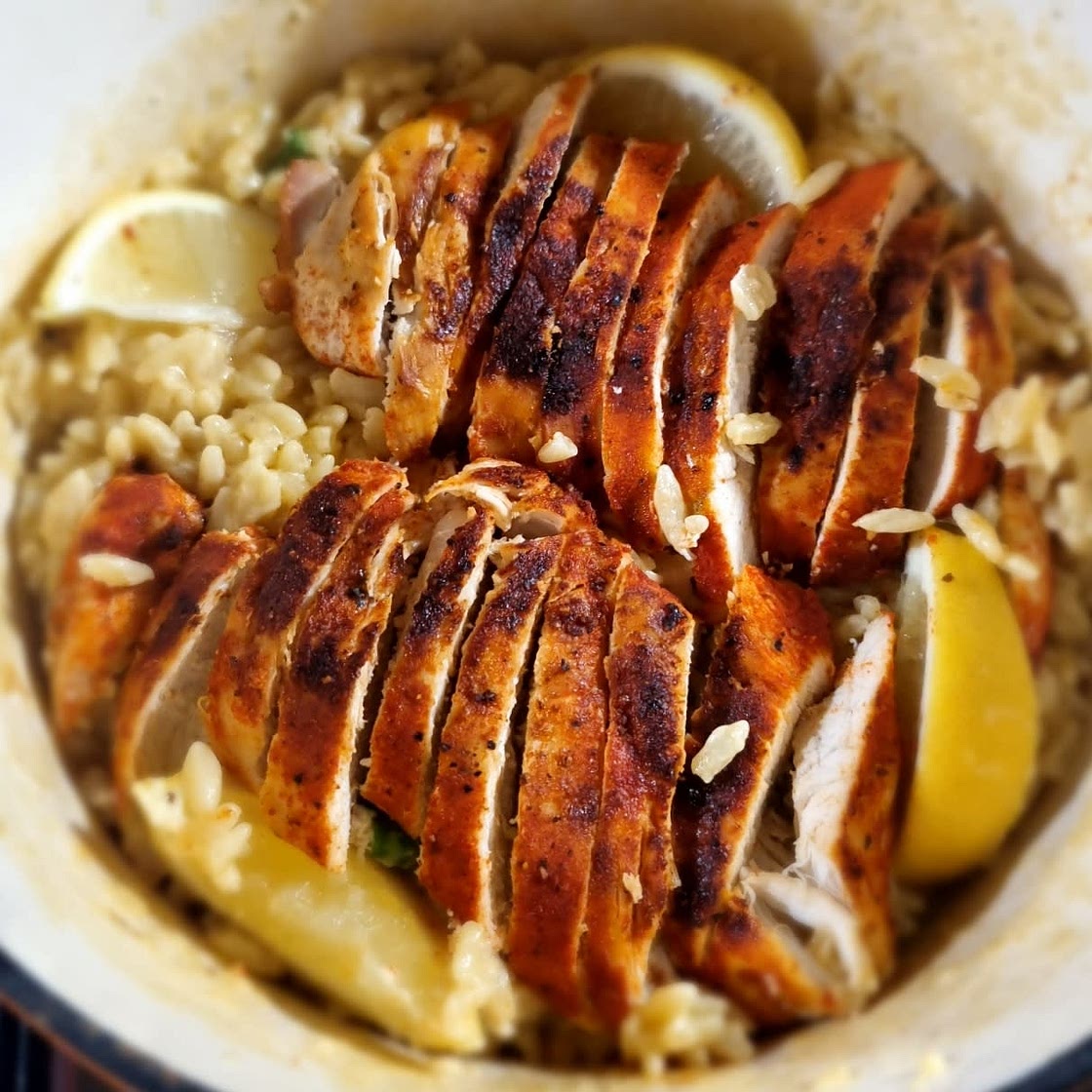 Parmesan Orzo with Chicken and Asparagus