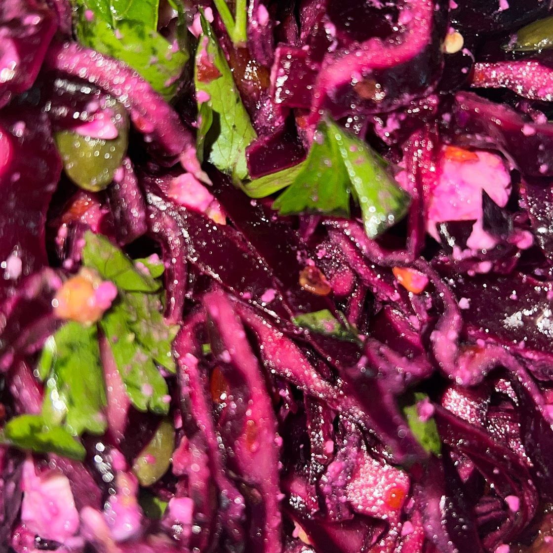 date, feta and red cabbage salad