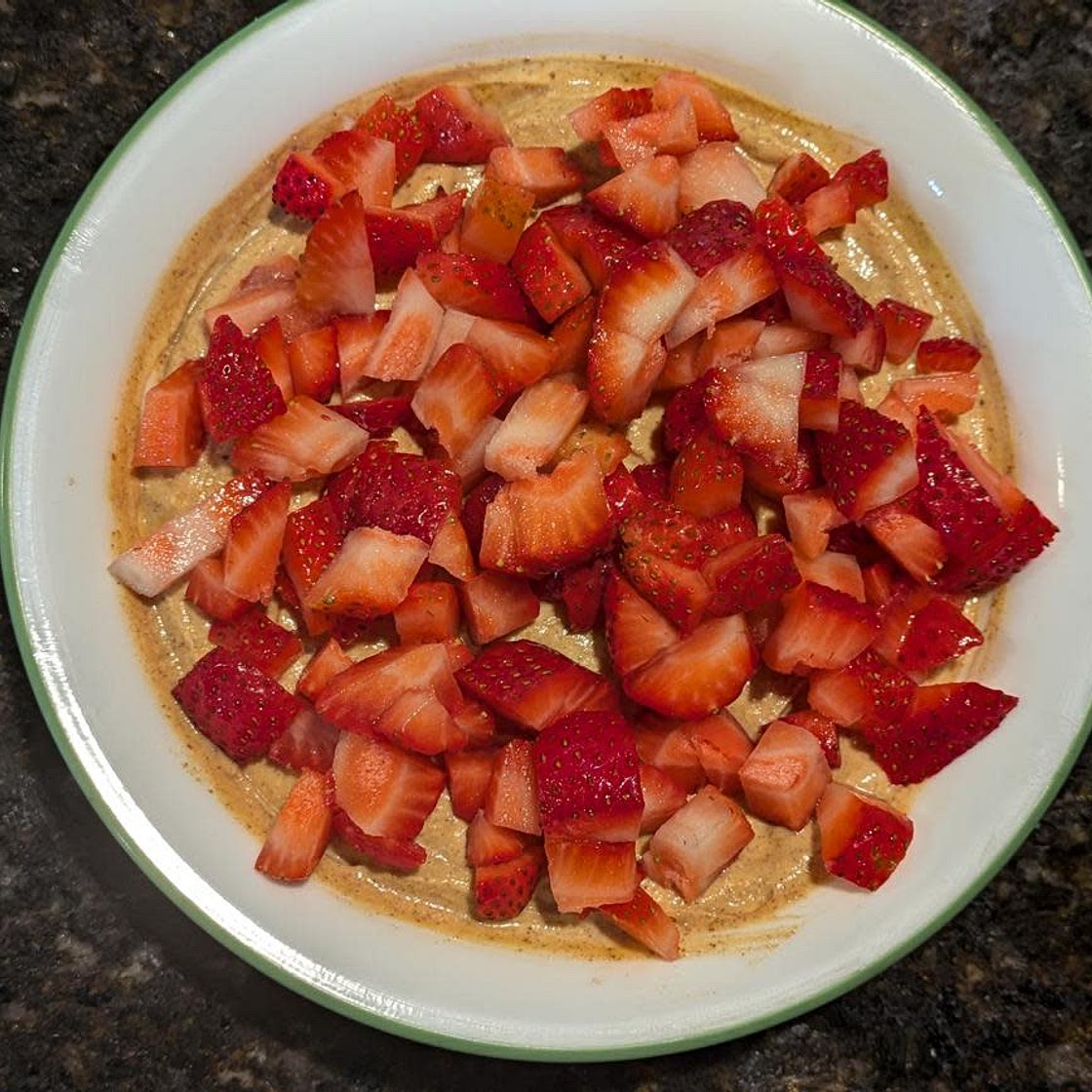 Sweet Potato Yogurt with Sliced Strawberries