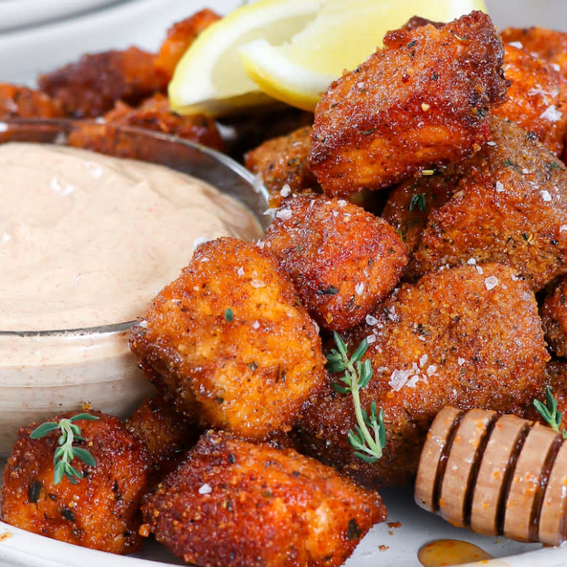 (Air Fryer) Crispy Hot Honey Salmon Bites