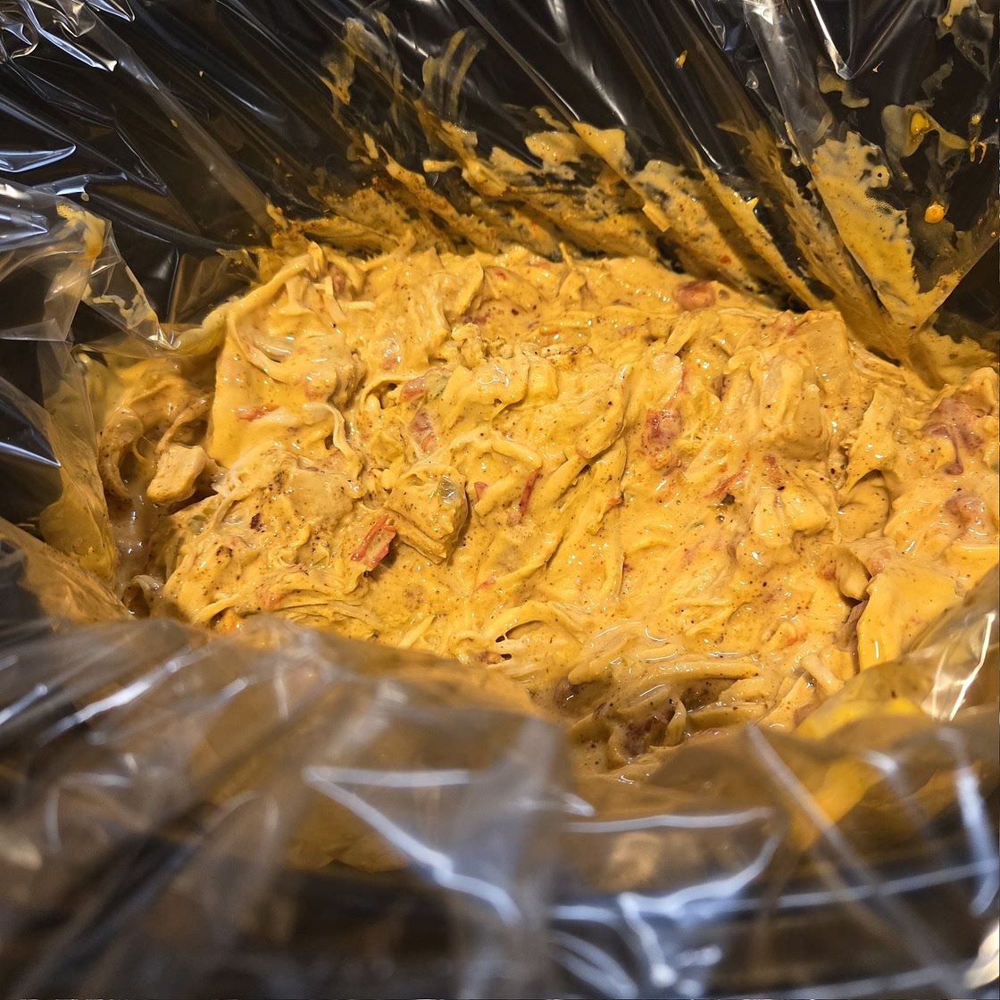 Slow Cooker Queso Chicken Tacos