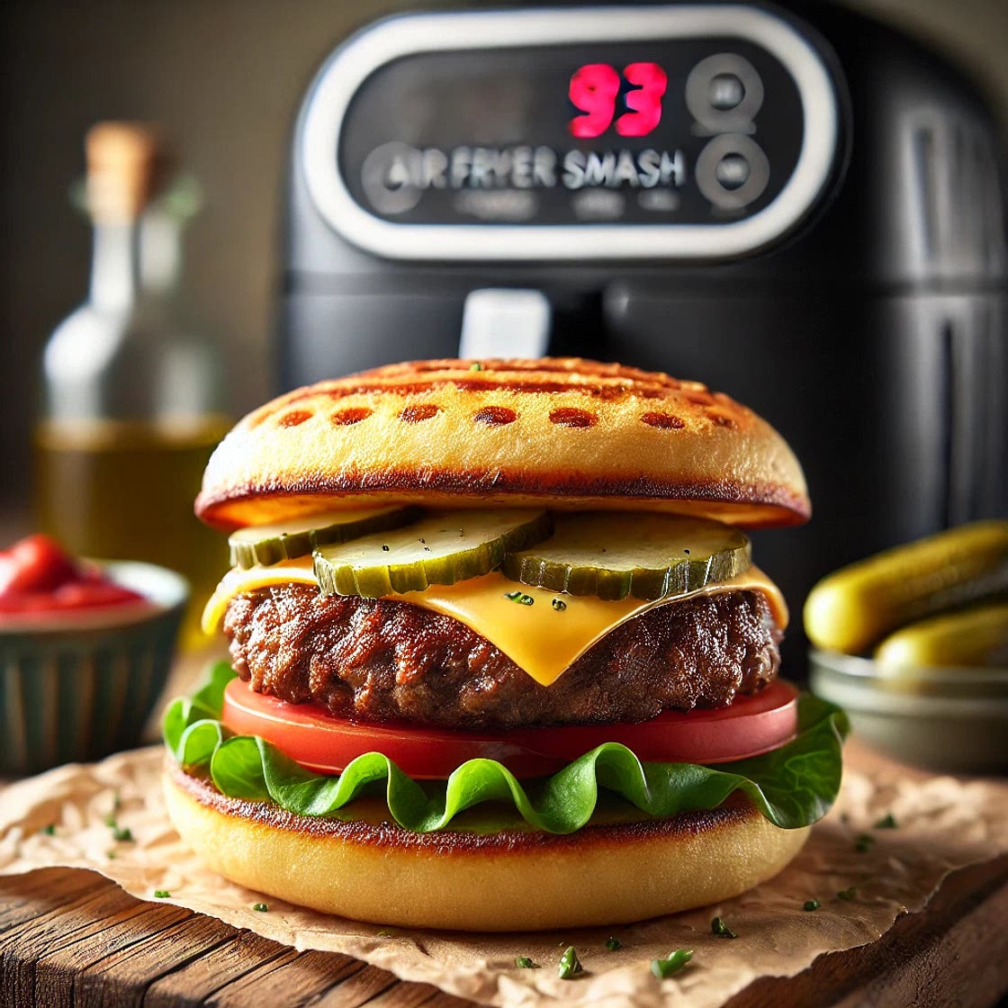 Air Fryer Smash Burgers on Tortillas